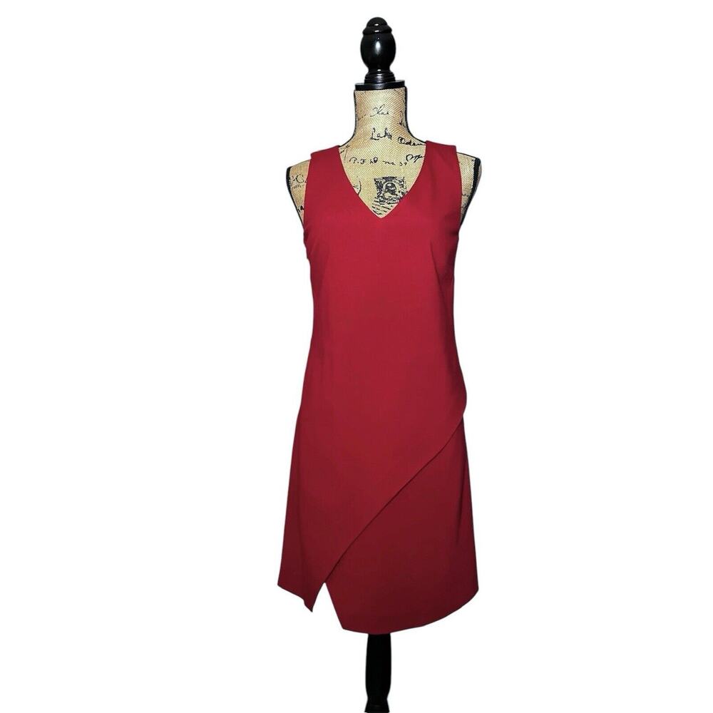 DVF DIANE VON FURSTENBERG RED SLEEVELESS STRETCH ALINE DRESS SIZE 2